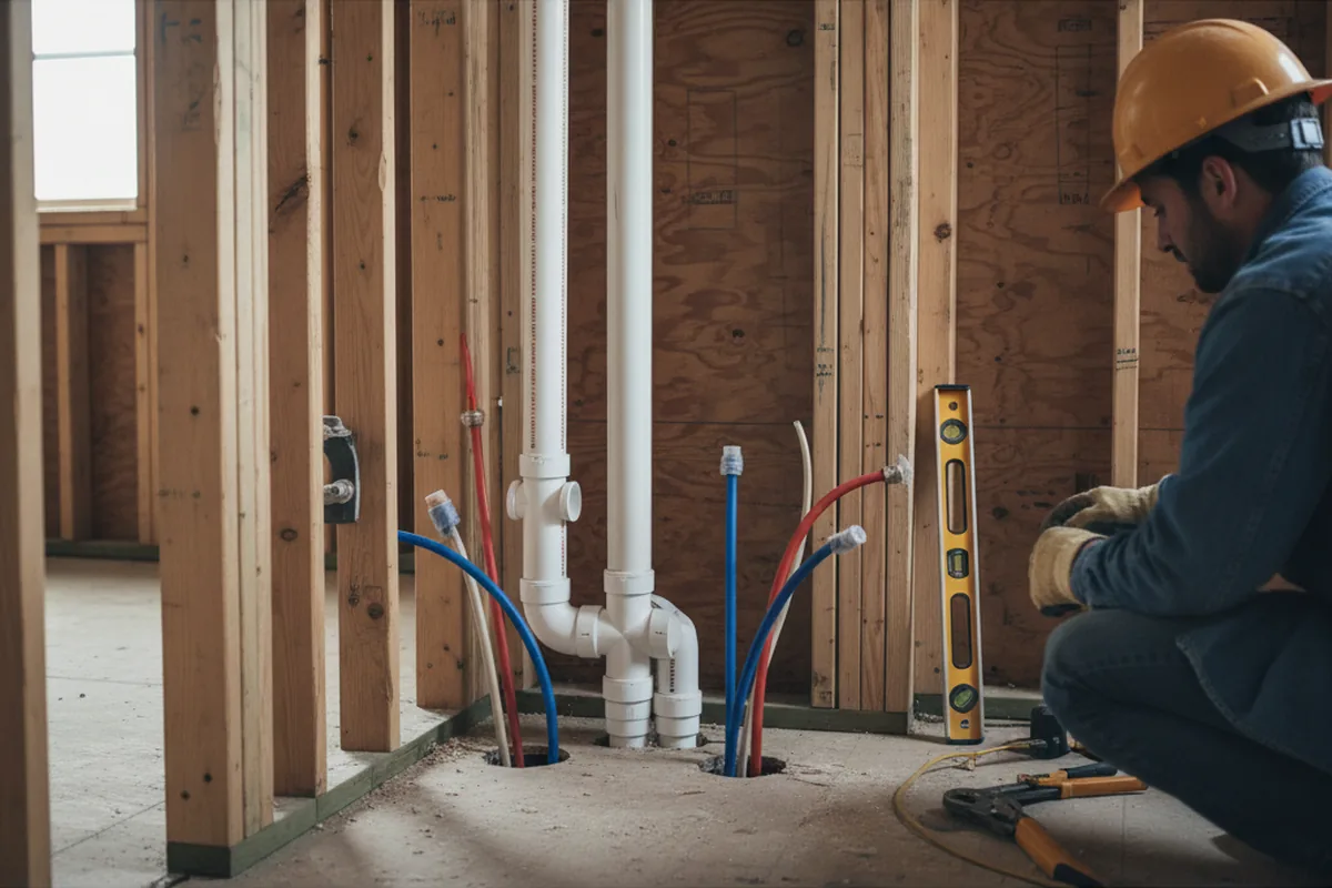 Drain and supply rough-in during Drain Cleaning in San Marcos